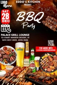 Black Modern & Minimal Bbq Cookout Template Poster