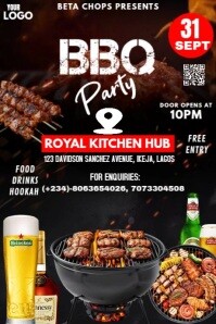 Black Modern & Minimal Bbq Cookout Template Poster