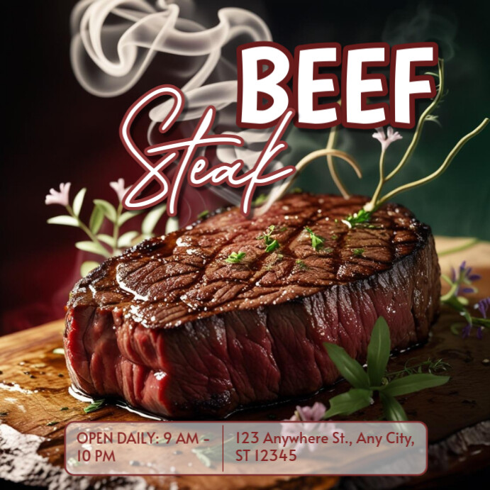 Black Modern & Minimal Beef Steak Instagram Post template