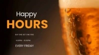 Black Modern & Minimal Beer Pub Happy Hour Video Digital Display (16:9) template