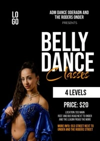 Black Modern & Minimal Belly Dance Classes A3 template