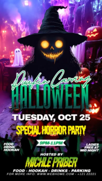 Black Modern & Minimal Best Halloween Party Flyer Design  Facebook Story template