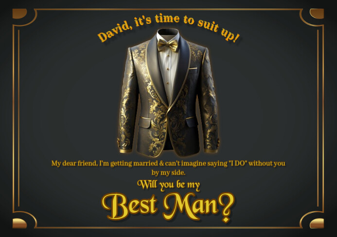 Black Modern & Minimal Best Man Invitation A4 template