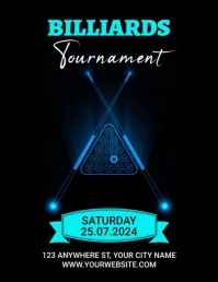 Black Modern & Minimal Billiards  Flyer (us L template