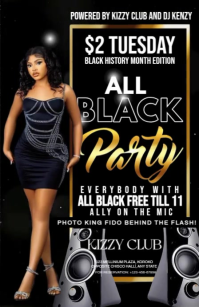 Black Modern & Minimal Birthday Flyer  Half Page Wide template