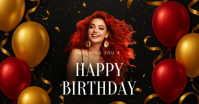 Black Modern & Minimal  Birthday Red And Gold Facebook Ad template