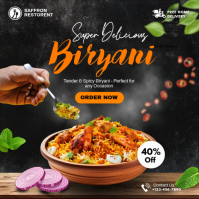 Black Modern & Minimal Biryani Promotion Instagram Post template