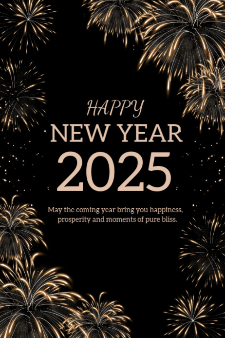 Copy of Black Modern & Minimal Black And Cream Elegant Happy New Year ...