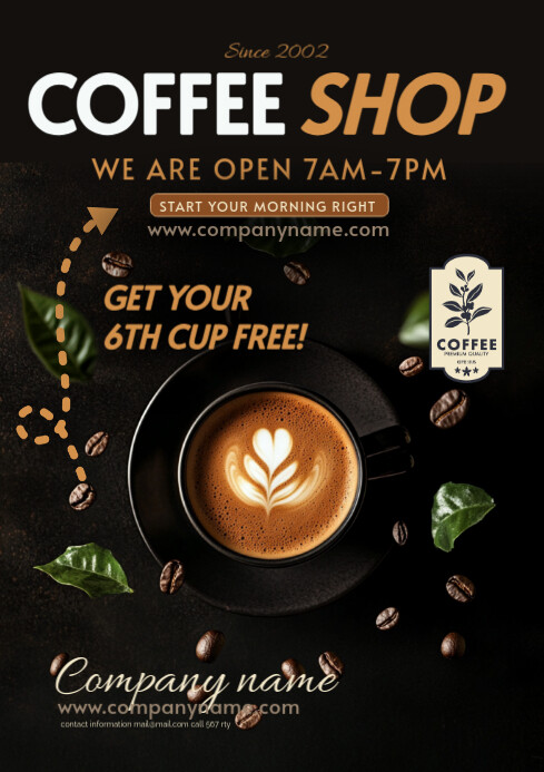 Black Modern & Minimal Black And Earth Color Cappucini Cup A4 template