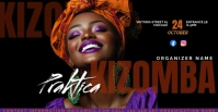 Black Modern & Minimal Black And Orange Kizomba Facebook Event Cover template