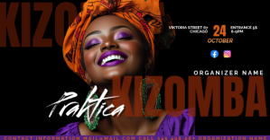 Black Modern & Minimal Black And Orange Kizomba Facebook Event Cover template