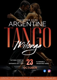 Black Modern & Minimal Black And Red Tango A4 template