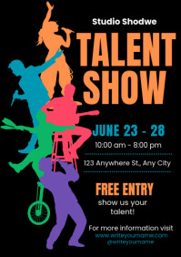 Black Modern & Minimal Black Colorful Illustrative Talent Show Poster Flyer A5 A4 A6  Instagram Post template