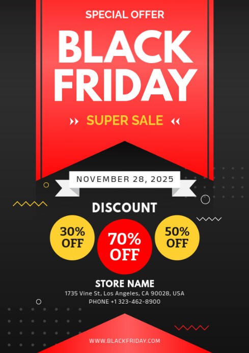 Black Modern & Minimal Black Friday A4 template