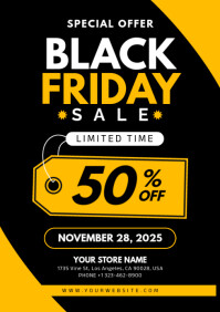 Black Modern & Minimal Black Friday A4 template