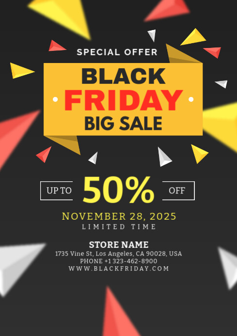 Black Modern & Minimal Black Friday A4 template