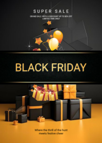 Black Modern & Minimal Black Friday A6 template