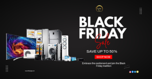 Black Modern & Minimal Black Friday Facebook Event Cover template