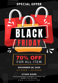 Black Modern & Minimal Black Friday Sale A4 template