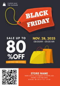 Black Modern & Minimal Black Friday Sale A4 template