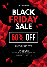 Black Modern & Minimal Black Friday Sale A4 template