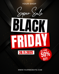 Black Modern & Minimal Black Friday Sale Instagram Portrait template