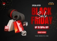 Black Modern & Minimal Black Friday Sale Postcard Ikhadi leposi template