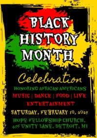 Black Modern & Minimal Black History Month Flyers A4 template
