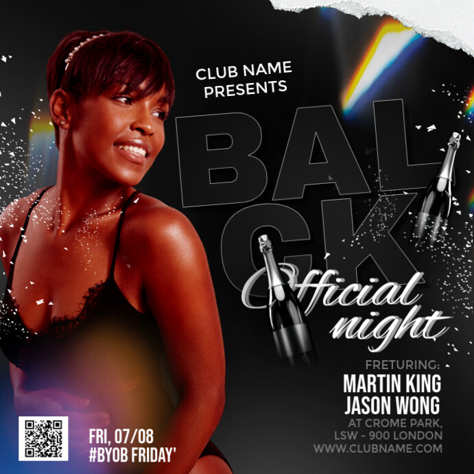 Copy of Black Modern & Minimal Black Official Night Party Instagram ...
