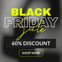 Black Modern & Minimal Black White Neon Yellow Modern Black Friday Instagram Post Template | Editabl
