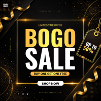 Black BOGO Sale Square Template