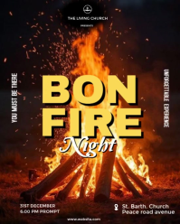 Black Modern & Minimal Bonfire Night Church Event  Instagram Portrait template