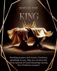 Black Modern & Minimal Born Is The King Instagram Portrait template