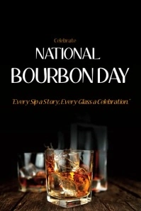 Black Modern & Minimal Bourbon Day Celebratio Poster template