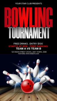 Black Bowling Tournament Instagram Story Template