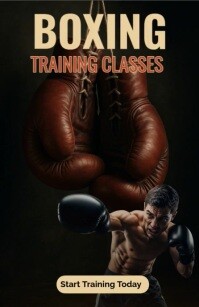 Black Modern & Minimal Boxing Training Tabloid template