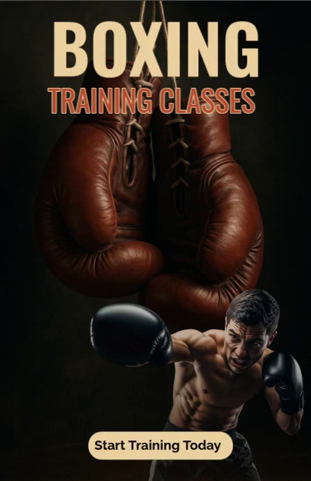 Black Modern & Minimal Boxing Training Tabloid Poniekoerant template