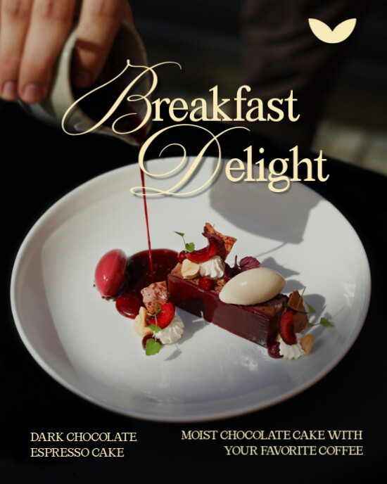 Black Modern & Minimal Breakfast Delight Instagram Portrait template