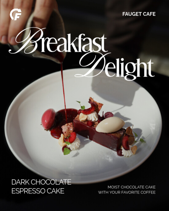 Black Modern & Minimal Breakfast Delight Instagram Portrait template