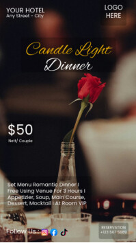 Black Modern & Minimal Candle Light Dinner Digital Display (9:16) template
