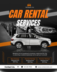 Black Modern & Minimal Car Rental Services Instagram Portrait template