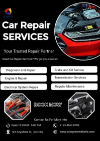 Black Modern & Minimal Car Repair Services  A5 template