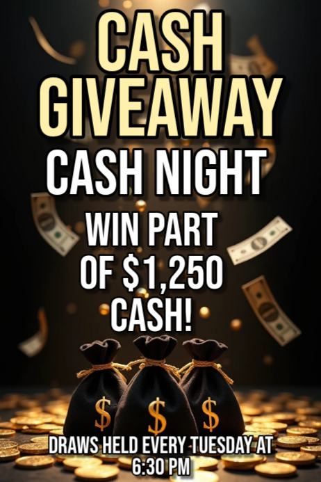 Black Modern & Minimal Cash Giveaway Poster Template | PosterMyWall