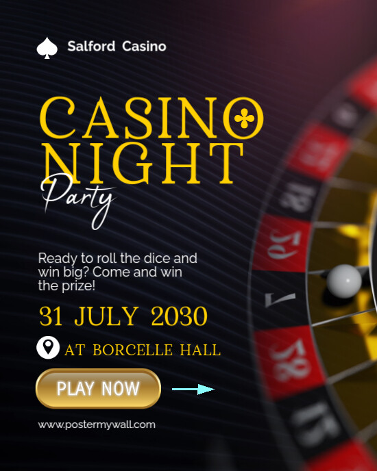 Black Modern & Minimal Casino Night Party Instagram Portrait template