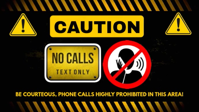 Black Modern & Minimal Caution, No Calls, Text Only Youtube Thumbnail ...