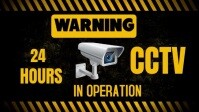 Black Modern & Minimal Cctv Notice Sign  Youtube Thumbnail template