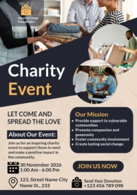 Black Modern & Minimal Charity Event A2 template