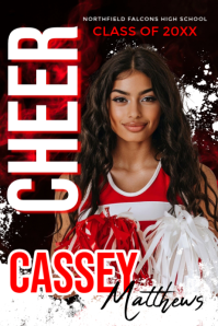 Black Modern & Minimal Cheerleading Graduation Poster Cartaz template