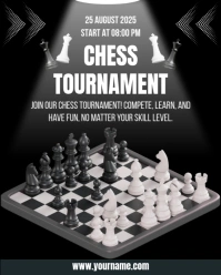 Black Modern & Minimal Chess Tournament 2025 Instagram Portrait template