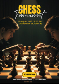 Black Modern & Minimal Chess Tournament A4 template